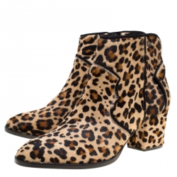 Zadig and Voltaire Brown Leopard Print Calf Hair Molly Leo Cowboy Boots Size 41