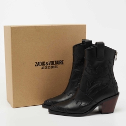 Zadig and Voltaire Black Leather Ankle Length Boots Size 36