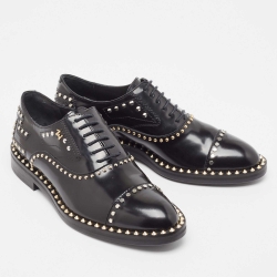 Zadig & Voltaire Black Leather Studded Youth Clous Oxfords Size 37
