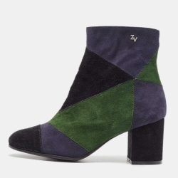 Tricolor Suede Ankle Boots