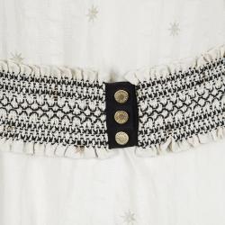 Zadig and Voltaire Deluxe Cream Silk Star and Lighting Print Belted Dress M