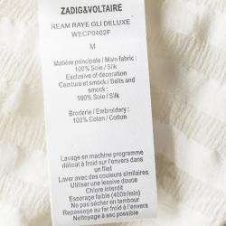 Zadig and Voltaire Deluxe Cream Silk Star and Lighting Print Belted Dress M