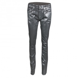 Pre Owned Zadig and Voltaire Silver Foil Printed Denim Eva Argent Deluxe Jeans M