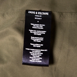 Zadig and Voltaire Military Green Applique Detail Karma Spi Jacket M