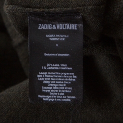 Zadig and Voltaire Green Wool and Cashmere Sequined Elbow Patch Detail Nosfa Sweater S