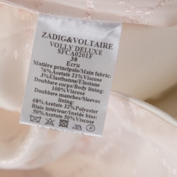 Zadig and Voltaire Deluxe White Crepe Open Front Volly Blazer M