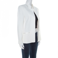 Zadig and Voltaire Deluxe White Crepe Open Front Volly Blazer M