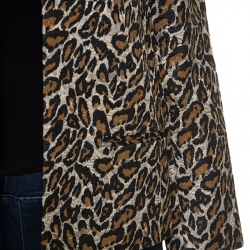 Pre Owned Zadig and Voltaire Beige Leopard Print Jacquard Volly Leo Blazer S