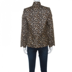 Pre Owned Zadig and Voltaire Beige Leopard Print Jacquard Volly Leo Blazer S