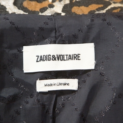 Pre Owned Zadig and Voltaire Beige Leopard Print Jacquard Volly Leo Blazer S