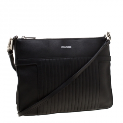 Pre Owned Zadig & Voltaire Black Leather Panglo Crossbody Bag