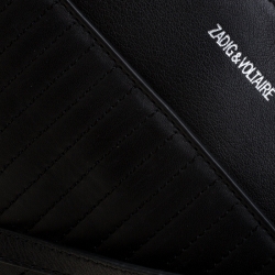 Pre Owned Zadig & Voltaire Black Leather Panglo Crossbody Bag