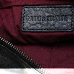 Pre Owned Zadig & Voltaire Black Metallic Leather Rock Clutch