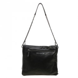 Pre Owned Zadig & Voltaire Black Metallic Leather Rock Clutch