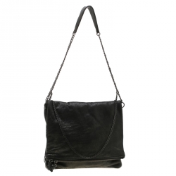 Pre Owned Zadig & Voltaire Black Metallic Leather Rock Clutch