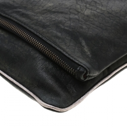 Pre Owned Zadig & Voltaire Black Metallic Leather Rock Clutch