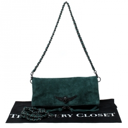 Zadig and Voltaire Dark Green Suede Shoulder Bag