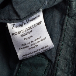 Pre Owned Zadig and Voltaire Teal Leather Wristlet Clutch