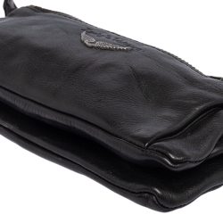 Pre Owned Zadig & Voltaire Black Leather Studded Wristlet Clutch