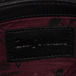 Pre Owned Zadig & Voltaire Black Leather Studded Wristlet Clutch