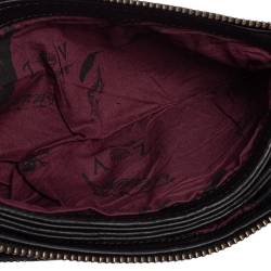 Pre Owned Zadig & Voltaire Black Leather Studded Wristlet Clutch