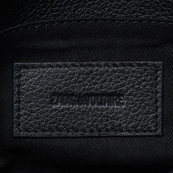 Pre Owned Zadig & Voltaire Black Printed Leather Rock Foldover Clutch Bag