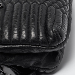 Pre Owned Zadig & Voltaire Black Matelassé Leather Rocky Shoulder Bag