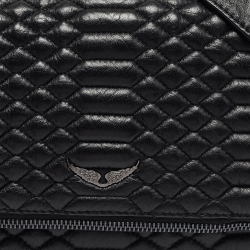 Pre Owned Zadig & Voltaire Black Matelassé Leather Rocky Shoulder Bag