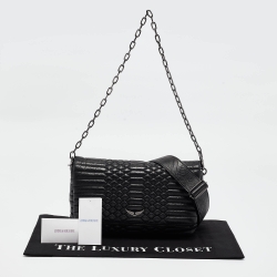 Pre Owned Zadig & Voltaire Black Matelassé Leather Rocky Shoulder Bag