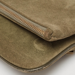 Pre Owned Zadig & Voltaire Olive Green Suede Rock Foldover Crossbody Bag