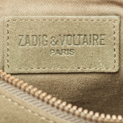 Pre Owned Zadig & Voltaire Olive Green Suede Rock Foldover Crossbody Bag
