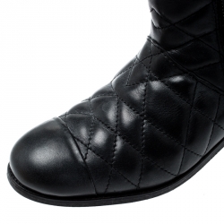 Pre Owned Zadig and Voltaire Black Quilted Leather Presets Biker Ankle Boots Size 39