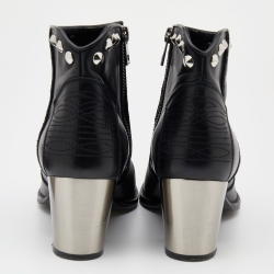 Pre Owned Zadig & Voltaire Black Leather Studded Molly Ankle Boots Size 38