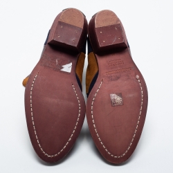 Pre Owned Zadig & Voltaire Multicolor Suede and Leather Ankle Boots Size 38