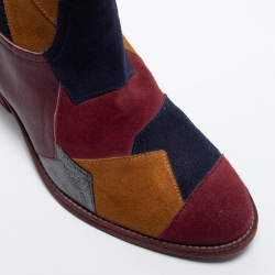 Pre Owned Zadig & Voltaire Multicolor Suede and Leather Ankle Boots Size 38