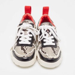 Pre Owned Zadig & Voltaire Black/Grey Python Embossed Leather Sneakers Size 39