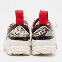 Pre Owned Zadig & Voltaire Black/Grey Python Embossed Leather Sneakers Size 39