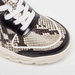 Pre Owned Zadig & Voltaire Black/Grey Python Embossed Leather Sneakers Size 39