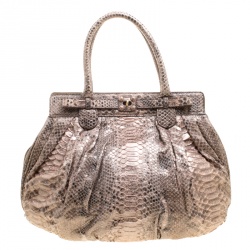 Zagliani Blush Pink Python Puffy Tote