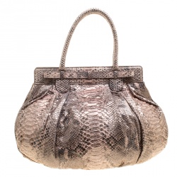 Zagliani Blush Pink Python Puffy Tote