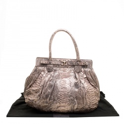 Zagliani Blush Pink Python Puffy Tote