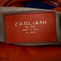 Pre Owned Zagliani Multicolor Woven Leather Shopper Tote