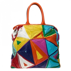 Pre Owned Zagliani Multicolor Woven Leather Shopper Tote