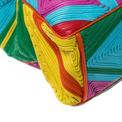 Pre Owned Zagliani Multicolor Woven Leather Shopper Tote