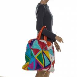 Pre Owned Zagliani Multicolor Woven Leather Shopper Tote