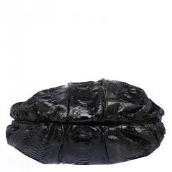 Zagliani Metallic Black/Gold Python Puffy Hobo