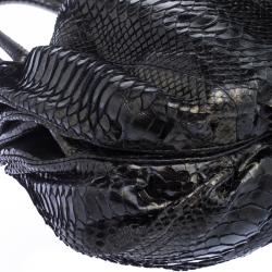 Zagliani Metallic Black/Gold Python Puffy Hobo