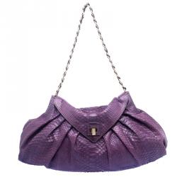 Zagliani Purple Python Envelope Chain Hobo