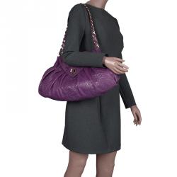 Zagliani Purple Python Envelope Chain Hobo