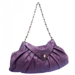 Zagliani Purple Python Envelope Chain Hobo